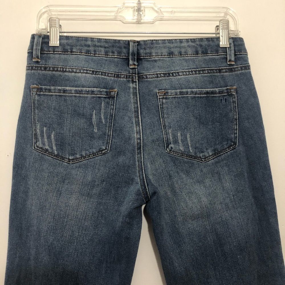 Tractr Jeans Distressed Blue Wash Raw Edge Straight Leg Size 14 - Picture 6 of 13